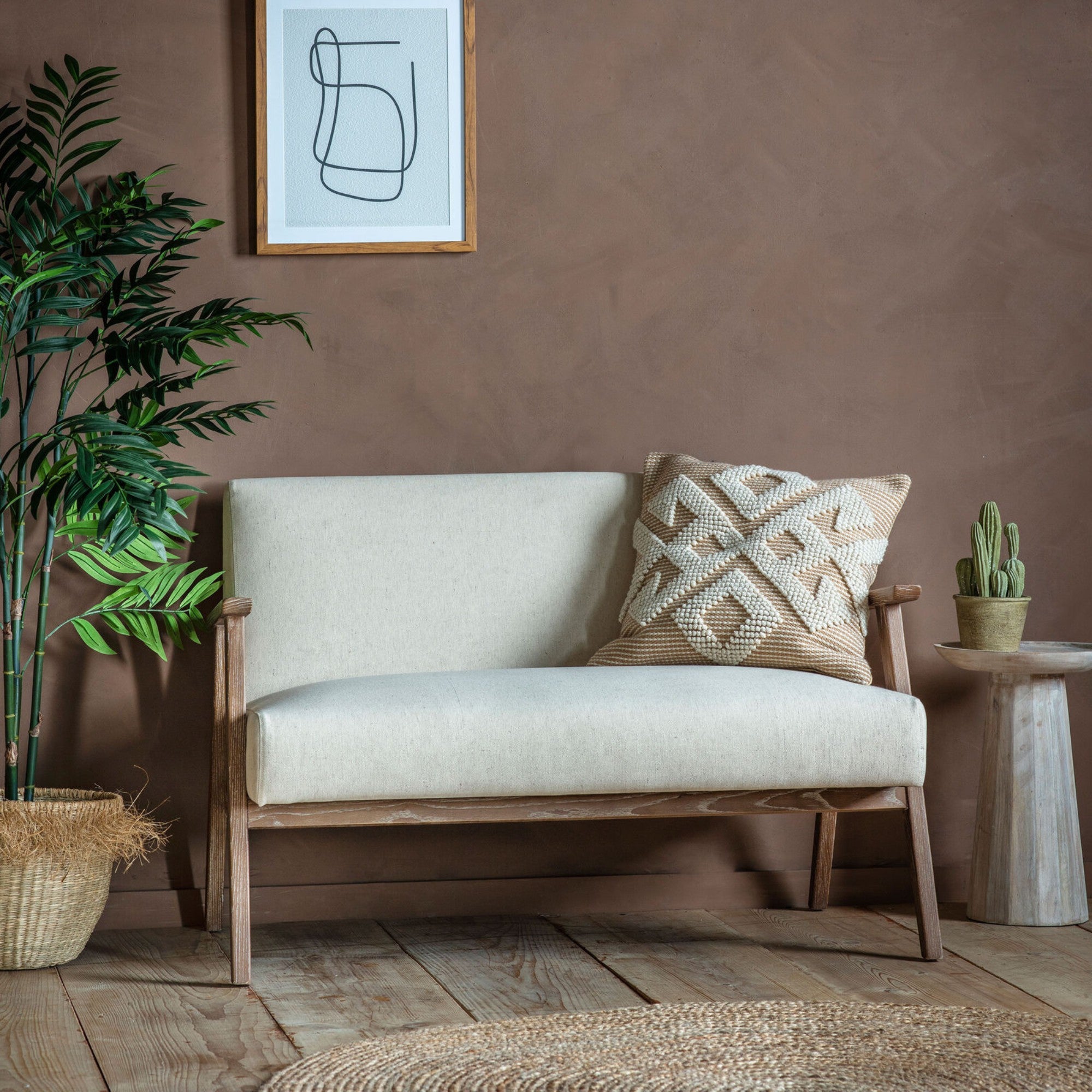 Barret mid century style 2 seat sofa in natural linen | malletandplane.com