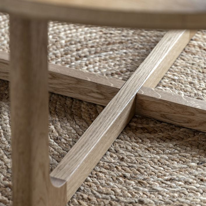 Artisan natural oak 900mm round coffee table | malletandplane.com