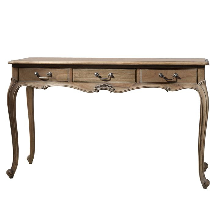 Marie solid mindy wood French style 3 drawer dressing table | malletandplane.com