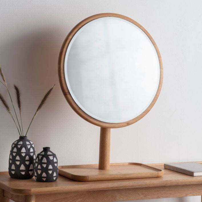 Alfie oak dressing table mirror  | malletandplane.com