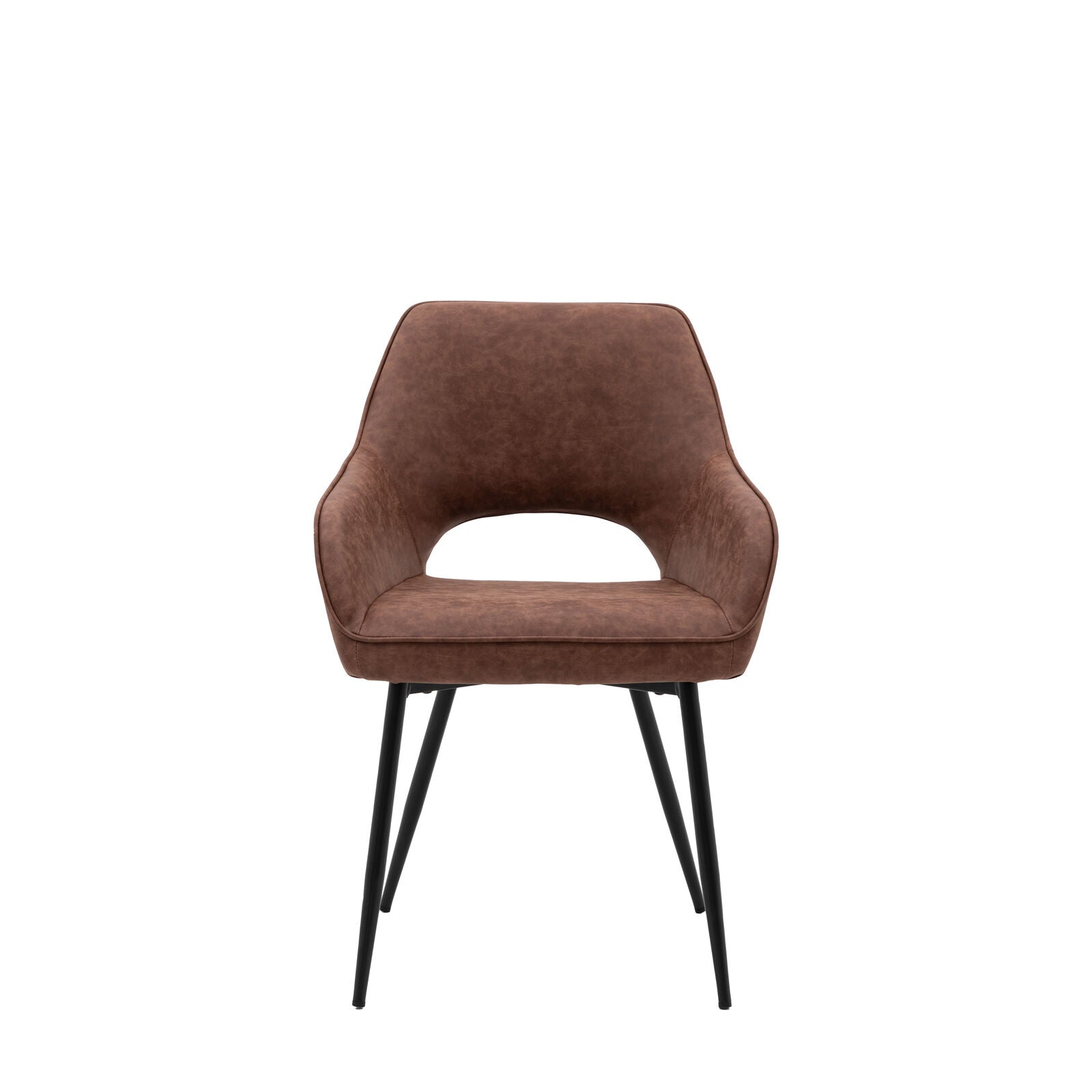 Brixton dining chair in PU brown leather with metal legs | malletandplane.com