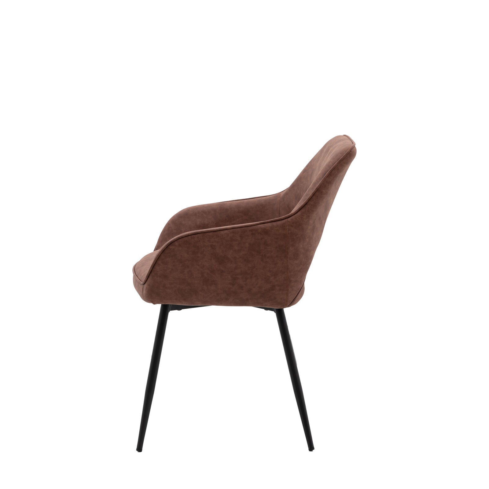 Brixton dining chair in PU brown leather with metal legs | malletandplane.com