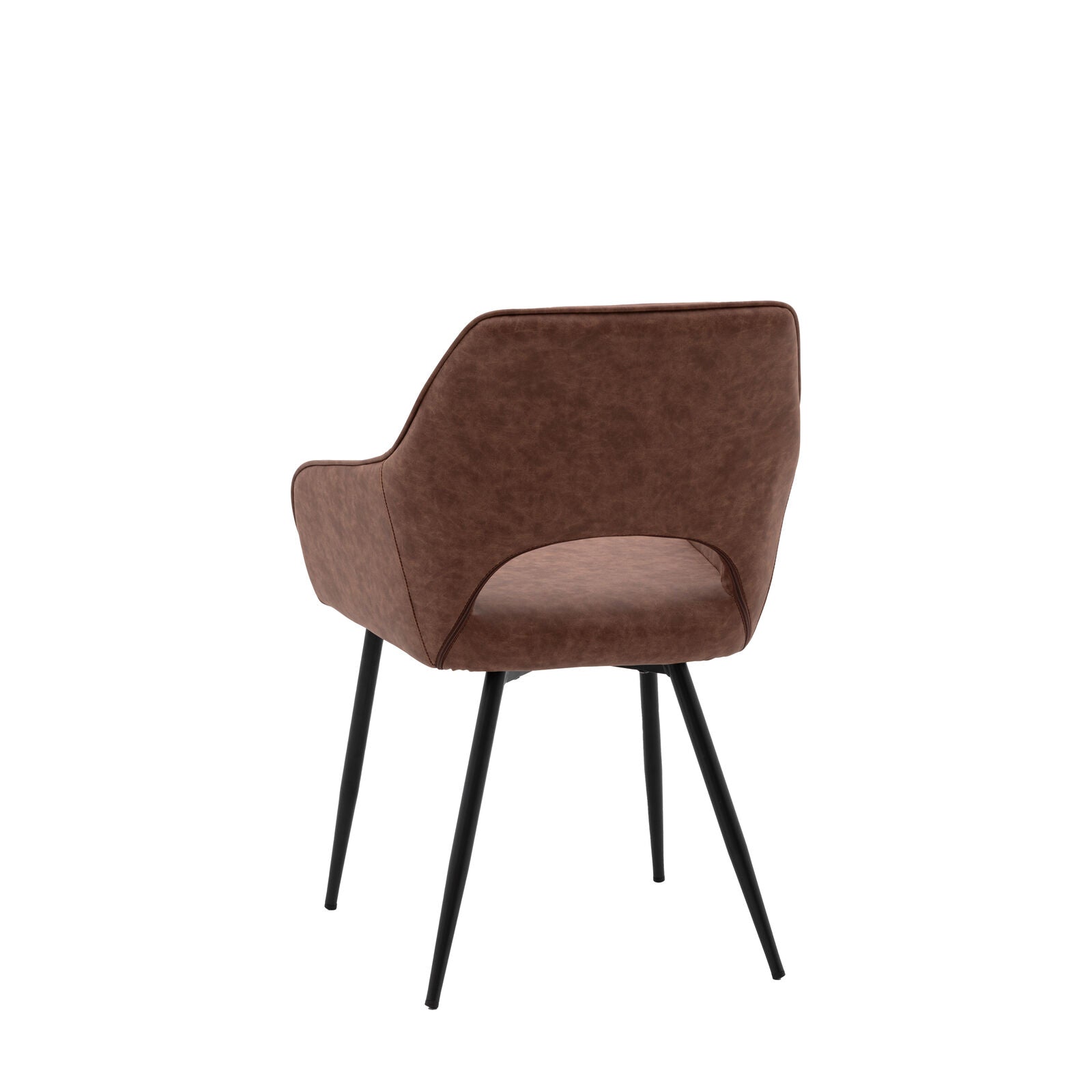 Brixton dining chair in PU brown leather with metal legs | malletandplane.com