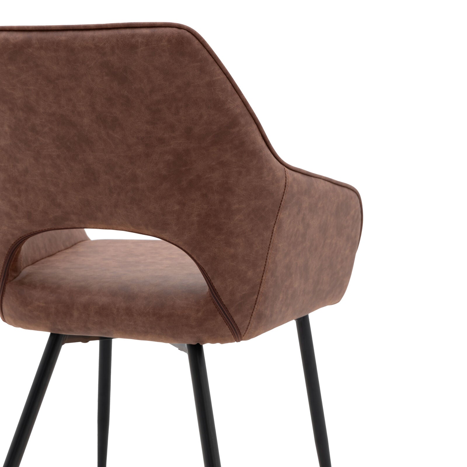 Brixton dining chair in PU brown leather with metal legs | malletandplane.com