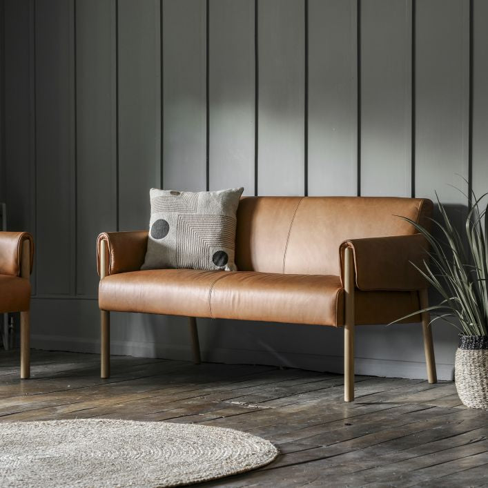 Brad soft brown leather 2 seat sofa | malletandplane.com