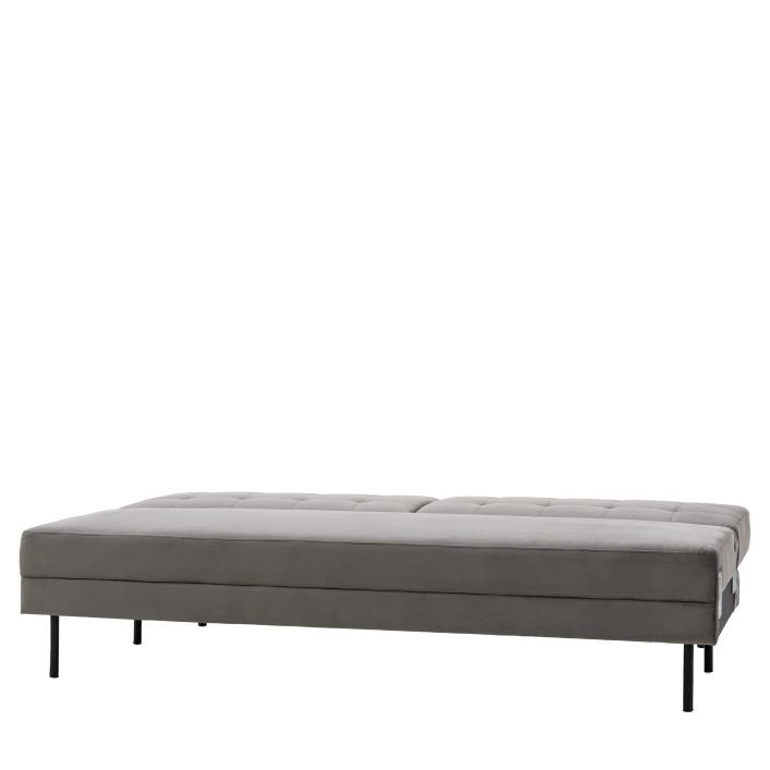 Greg click clack sofa bed with bolster cushions in Grey or Bottle Green fabric upholstery | malletandplane.com