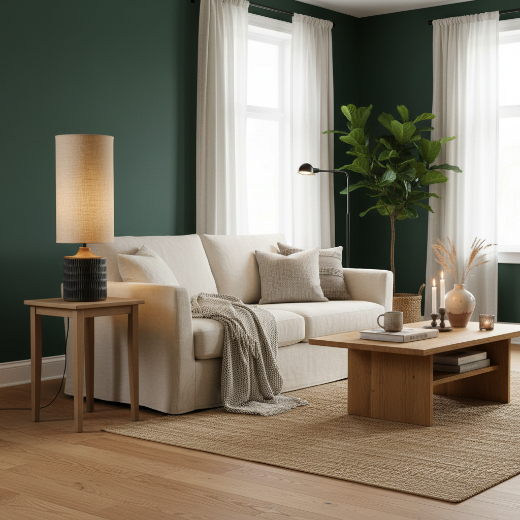 CARL Mango Wood Table Lamp – Antique Black Wash & Linen Shade