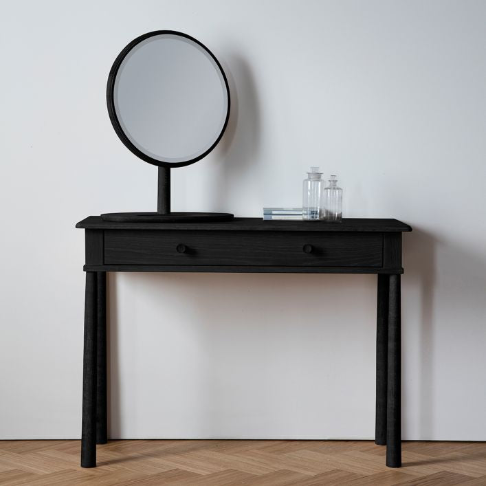 Axel black oak 1 drawer dressing table | malletandplane.com