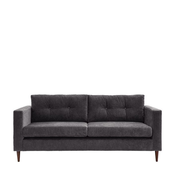 Chelsea contemporary 3 seat sofa in a choice of 3 colours with elegant tapered wooden feet | malletandplane.com