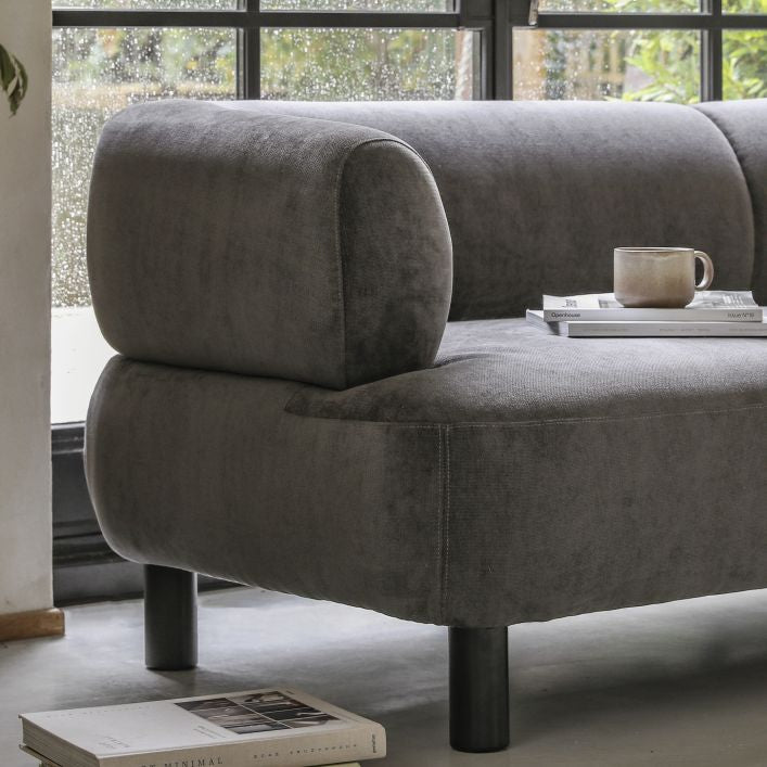 Harvey curved anthracite 3 seat sofa | malletandplane.com