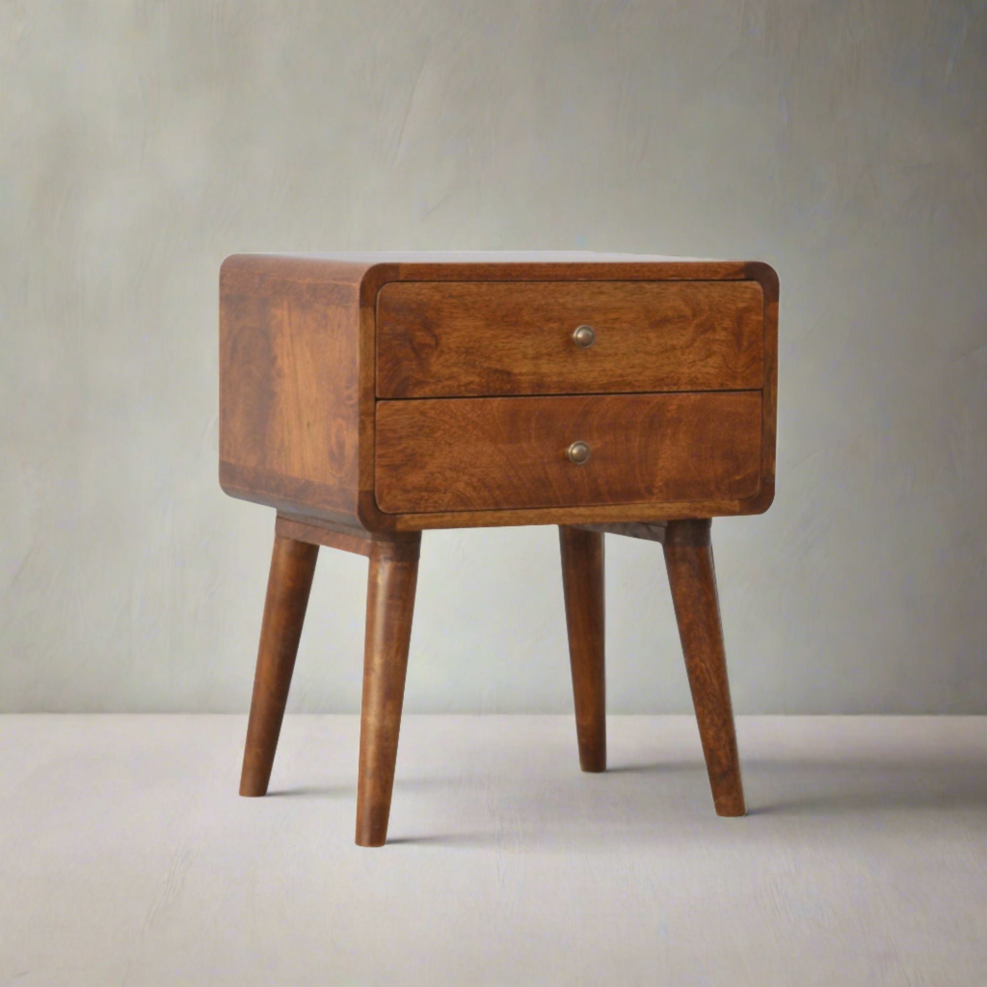 Century 2 Drawer Solid Wood Standard Bedside Table in Deep Chestnut Finish  | malletandplane.com