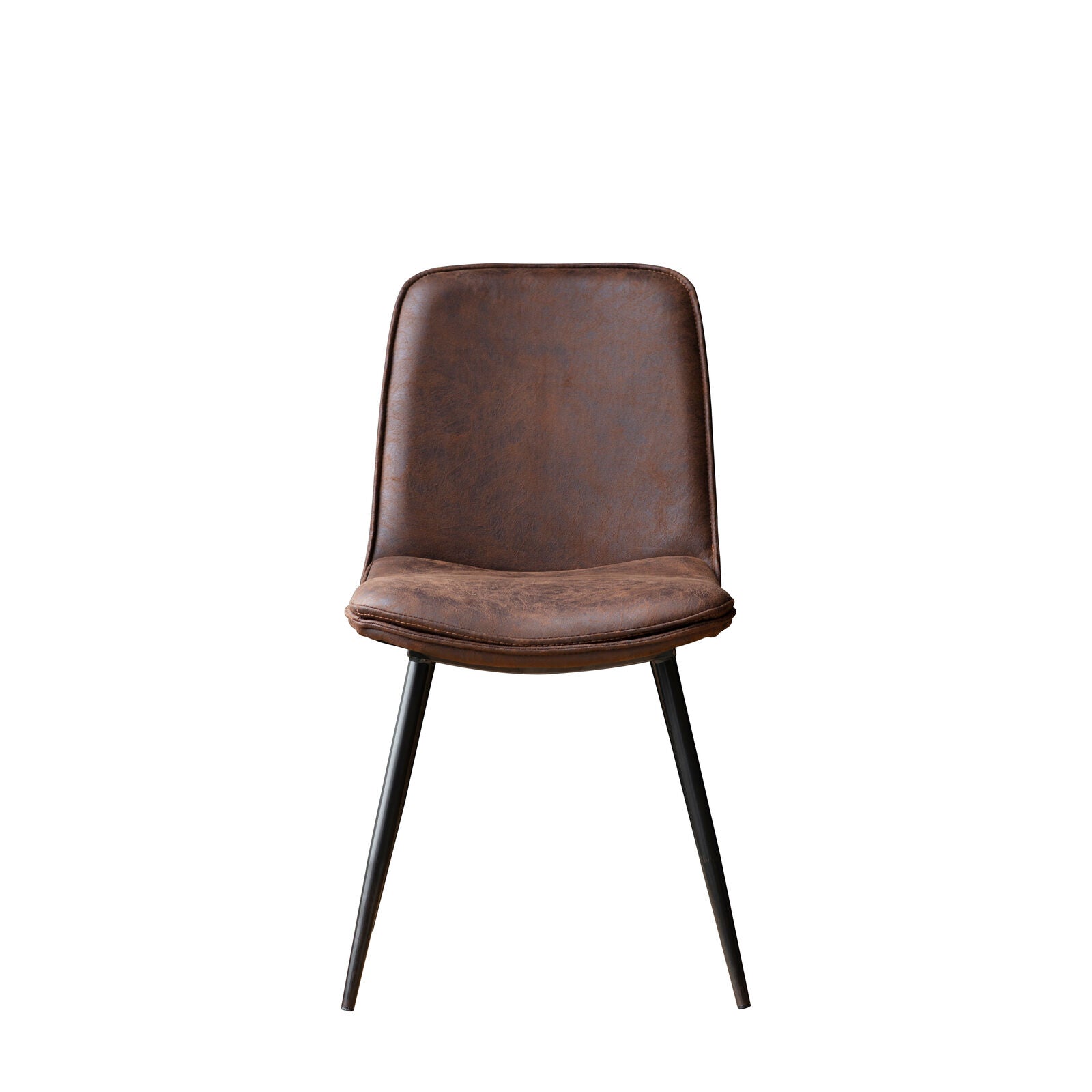 Camden sleek dining chair in faux brown leather | malletandplane.com