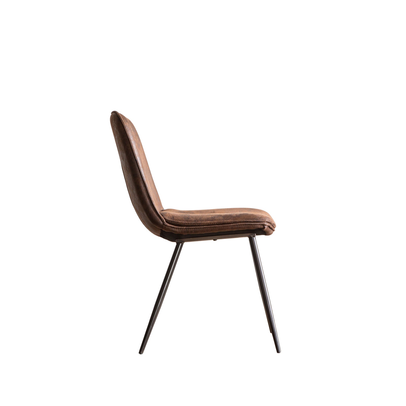 Camden sleek dining chair in faux brown leather | malletandplane.com