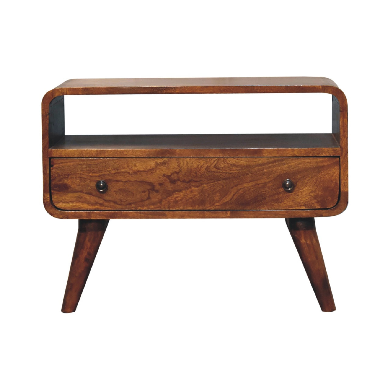 Century 1 Drawer Small Wooden TV Stand in Deep Chestnut Finish | malletandplane.com