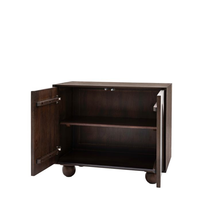 Paolo solid mango wood 2 door sideboard in deep walnut finish | malletandplane.com