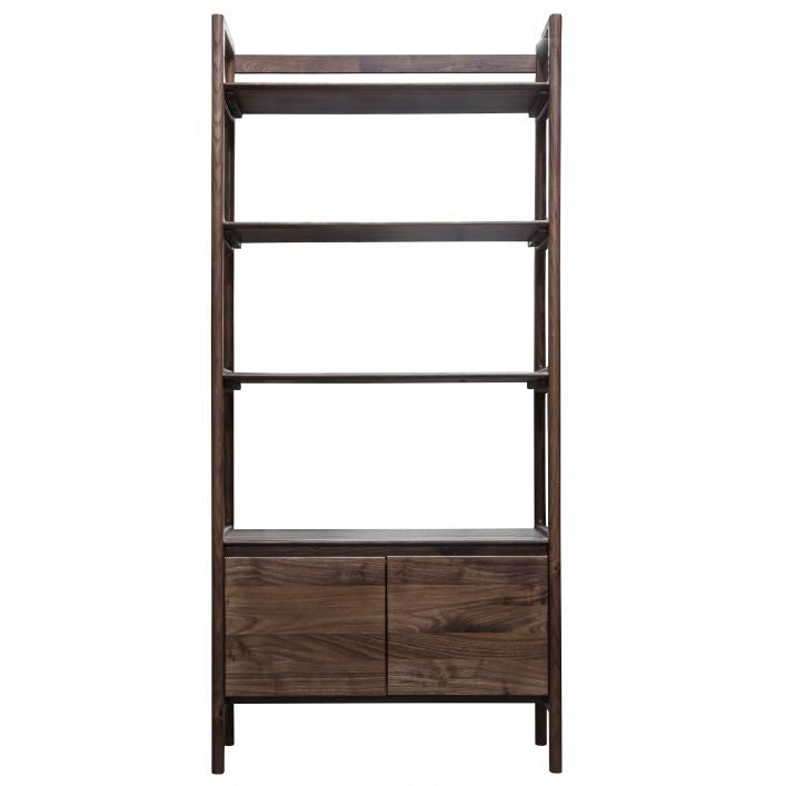 Cadiz solid walnut open storage shelves with 2 door cupboard | malletandplane.com