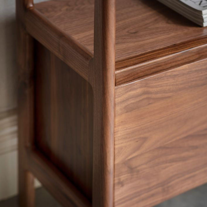 Cadiz solid walnut open storage shelves with 2 door cupboard | malletandplane.com