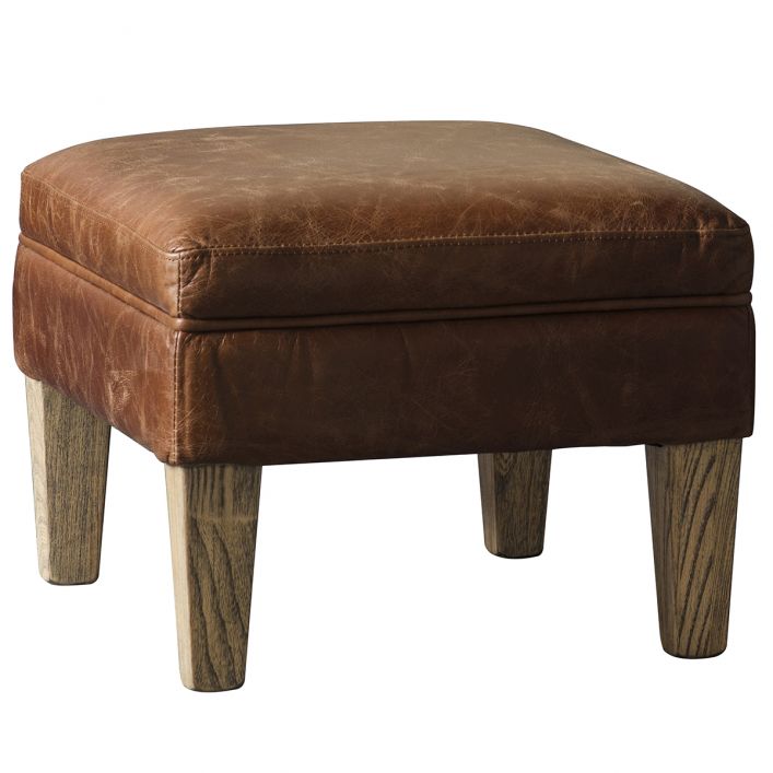 Sir Alfred Vintage Leather Footstool