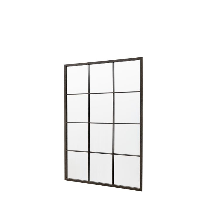 Bermondsey 12 pane industrial style large mirror with black frame | malletandplane.com