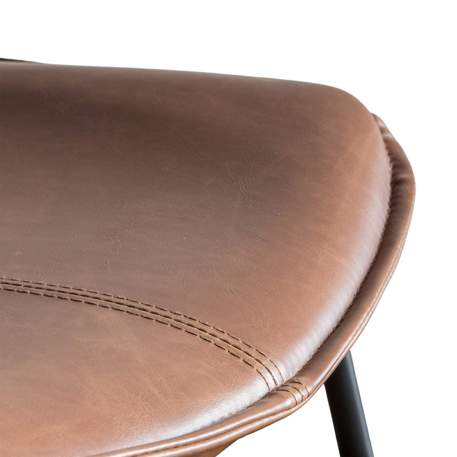 Ealing pack of 2 dining chairs in brown PU leather upholstery with metal base | malletandplane.com