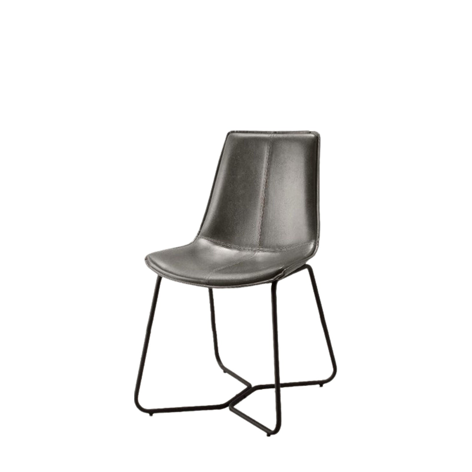 Ealing pack of 2 dining chairs in grey PU leather upholstery with metal base | malletandplane.com