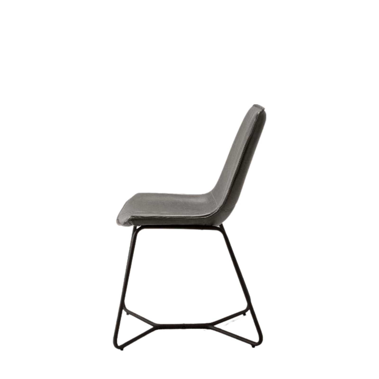 Ealing pack of 2 dining chairs in grey PU leather upholstery with metal base | malletandplane.com