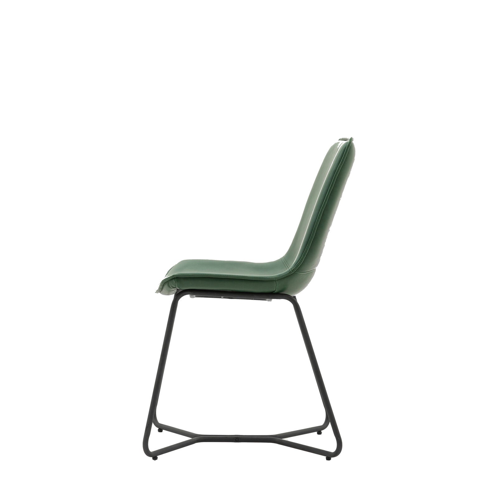 Ealing pack of 2 dining chairs in green PU leather upholstery with metal base | malletandplane.com