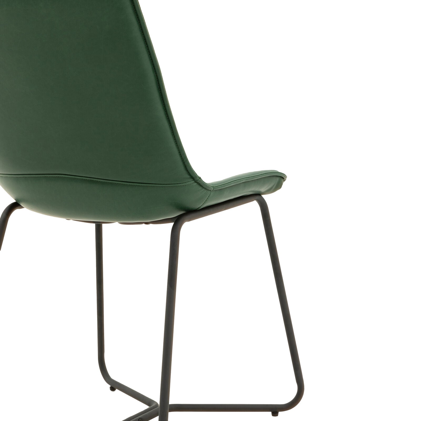 Ealing pack of 2 dining chairs in green PU leather upholstery with metal base | malletandplane.com