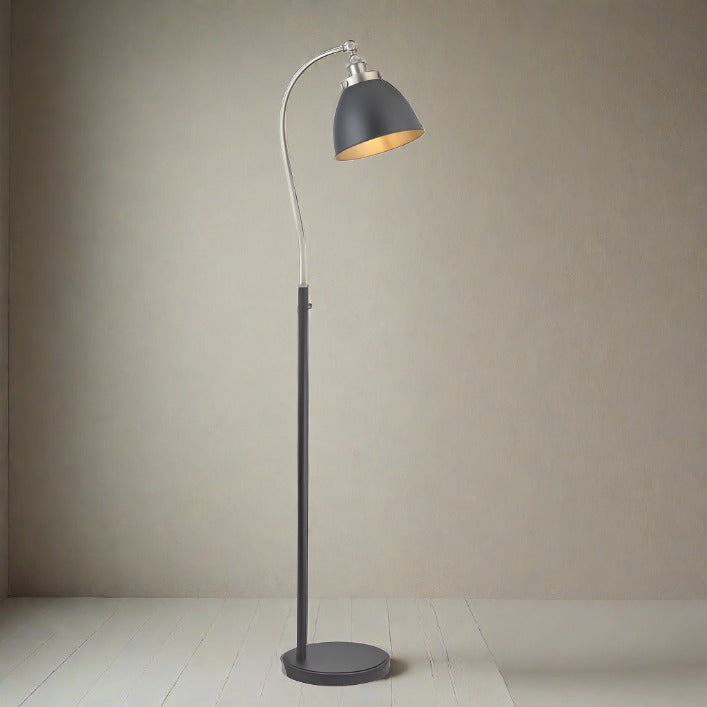 Eddie pewter and black bistro style adjustable floor lamp | malletandplane.com