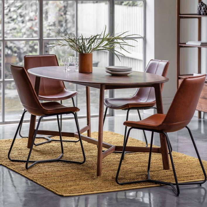 Cadiz solid walnut 6 seater oval dining table | malletandplane.com