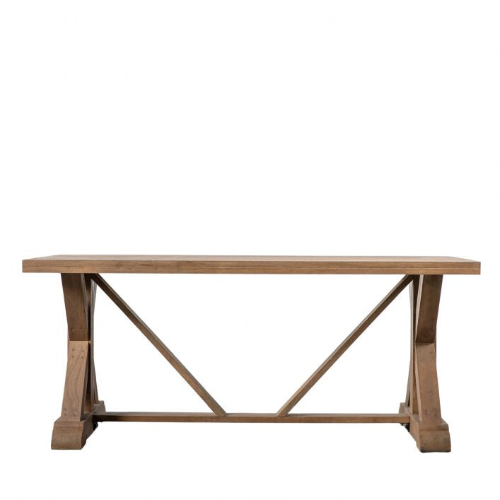 Ashbrook Sandblasted Natural Solid Wood X Frame Dining Table in Small or Large Size | MalletandPlane.com