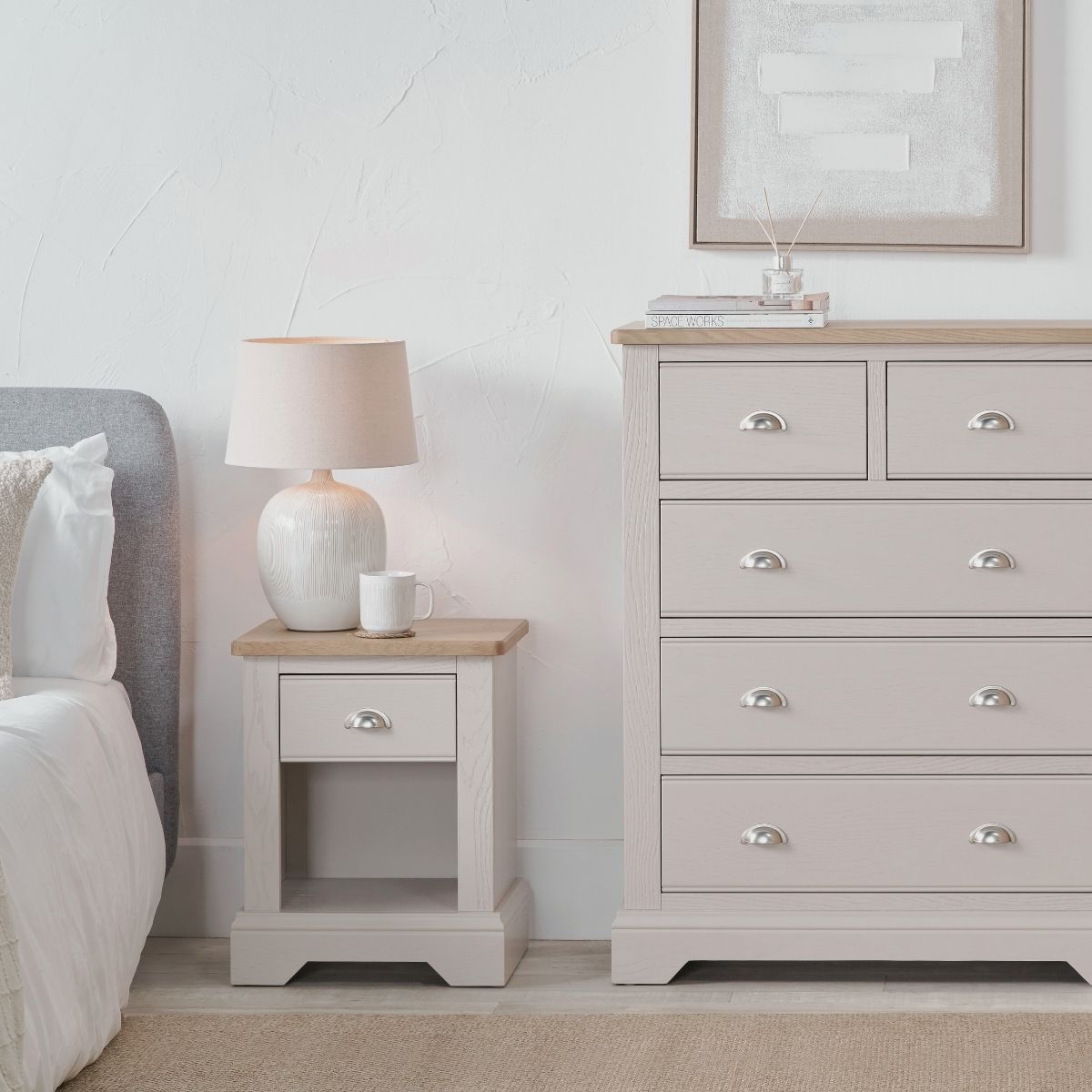 FAIRFORD Parchment & Oak Bedside Table | malletandplane.com