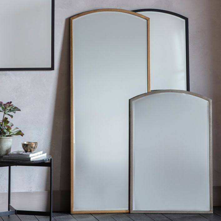 Heathfield large arched mirror with thin antique gold frame | malletandplane.com