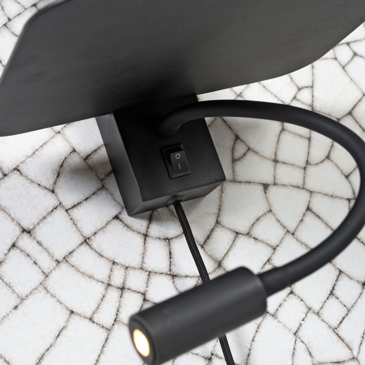 FLORENCE Black Wall Light with Shelf, USB Charging & Reading Light
