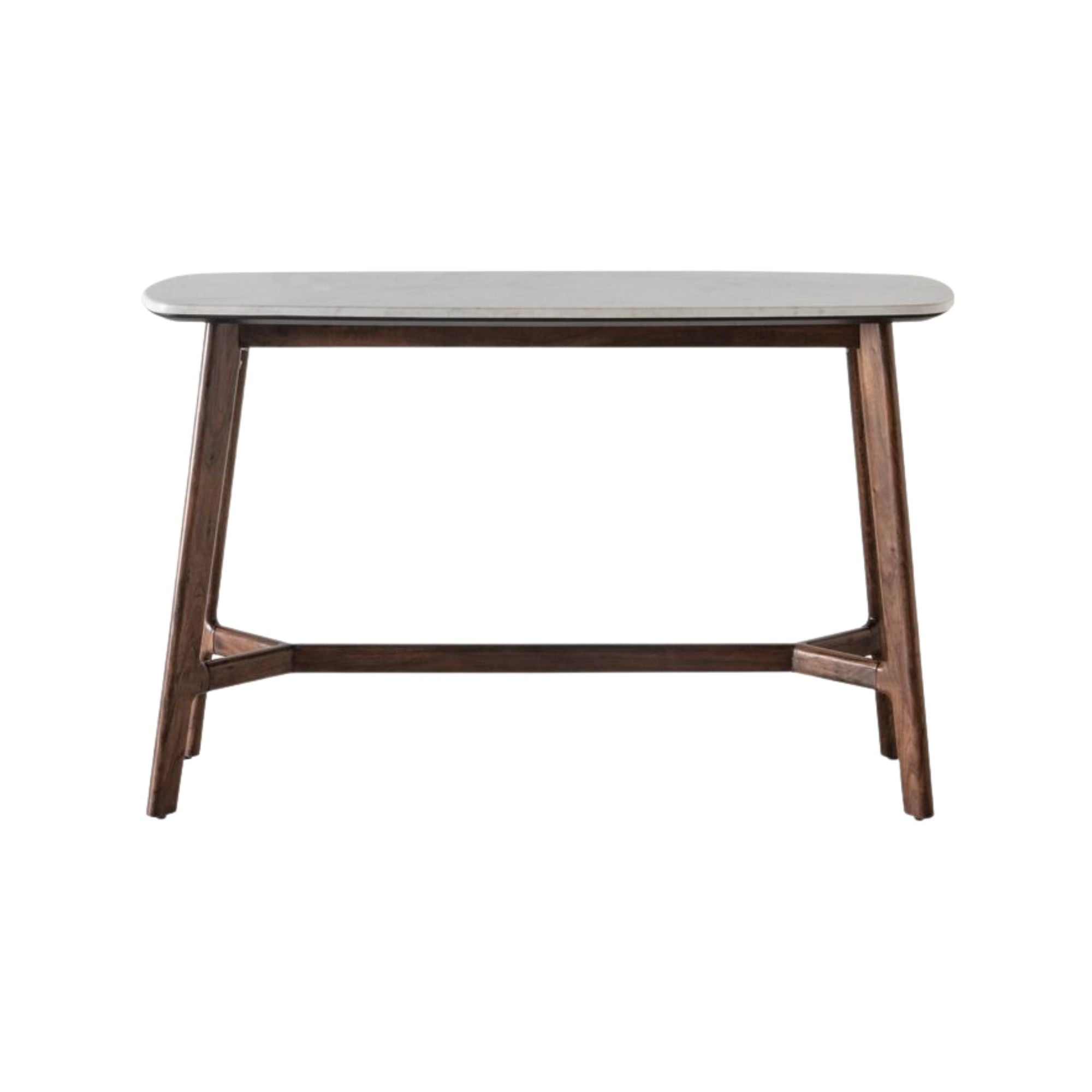 Fresca walnut finish console table with white marble top | MalletandPlane.com