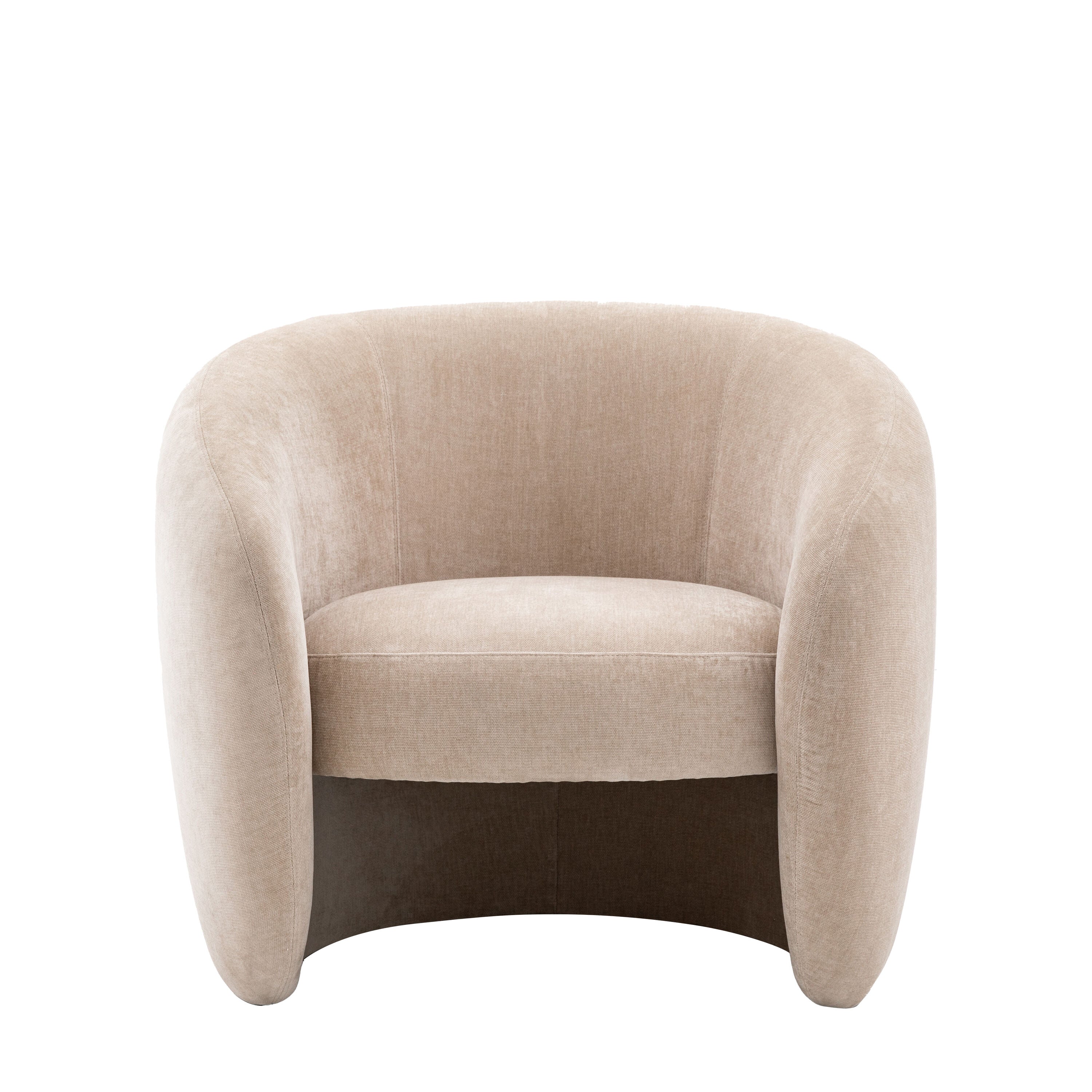 Sofia curved retro style armchair in moss green, espresso grey or soft cream fabric | malletandplane.com