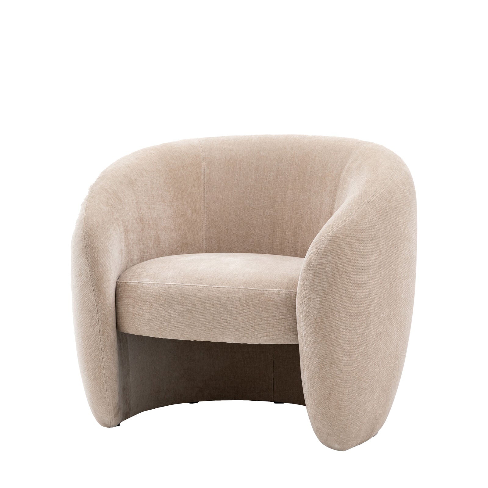 Sofia curved retro style armchair in moss green, espresso grey or soft cream fabric | malletandplane.com