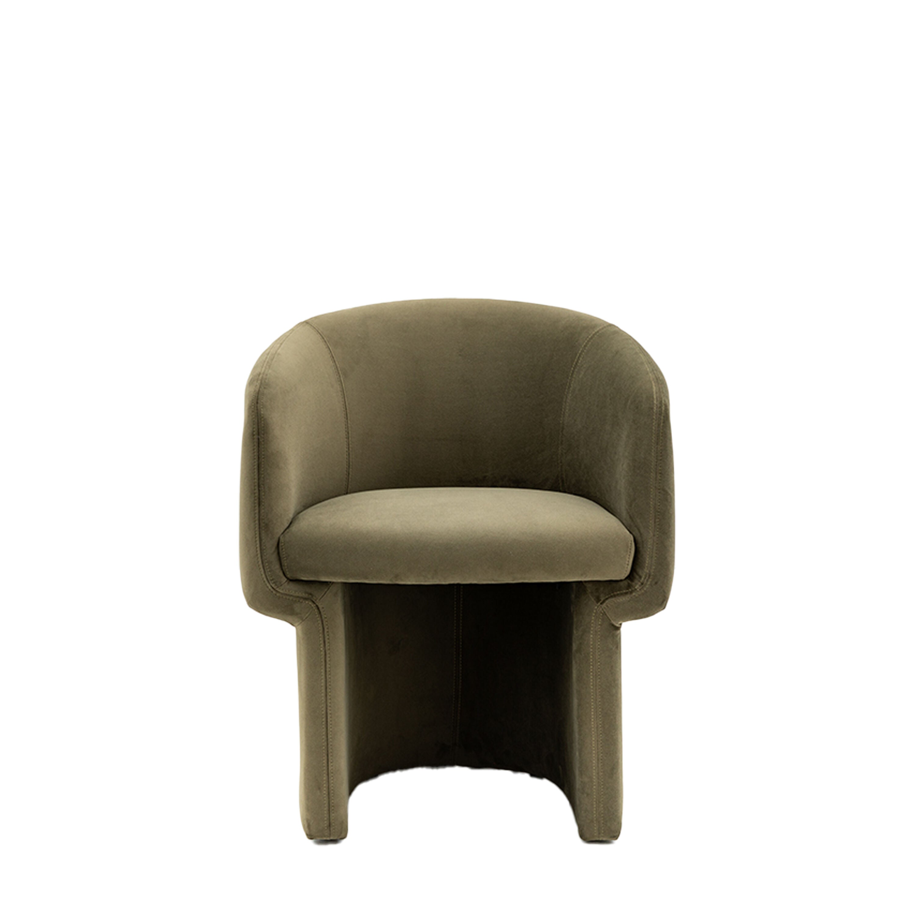 Stan upholstered retro inspired dining chair in smooth grey, cream, rust or moss | malletandplane.com