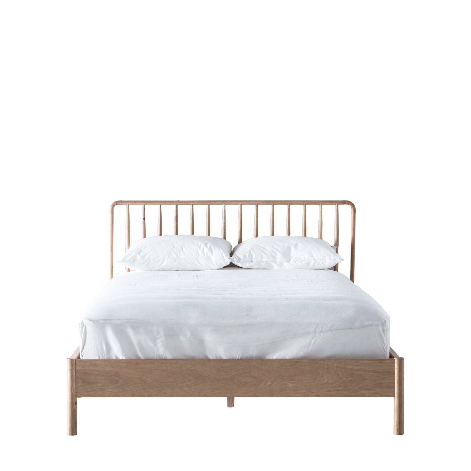 Axel natural oak double bed with spindle details in vernacular style | malletandplane.com