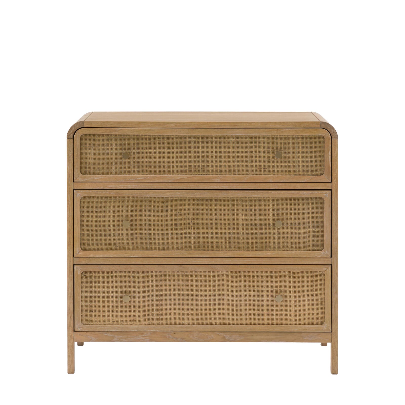 EDDA Oak & Cane 3 Drawer Chest of Drawers