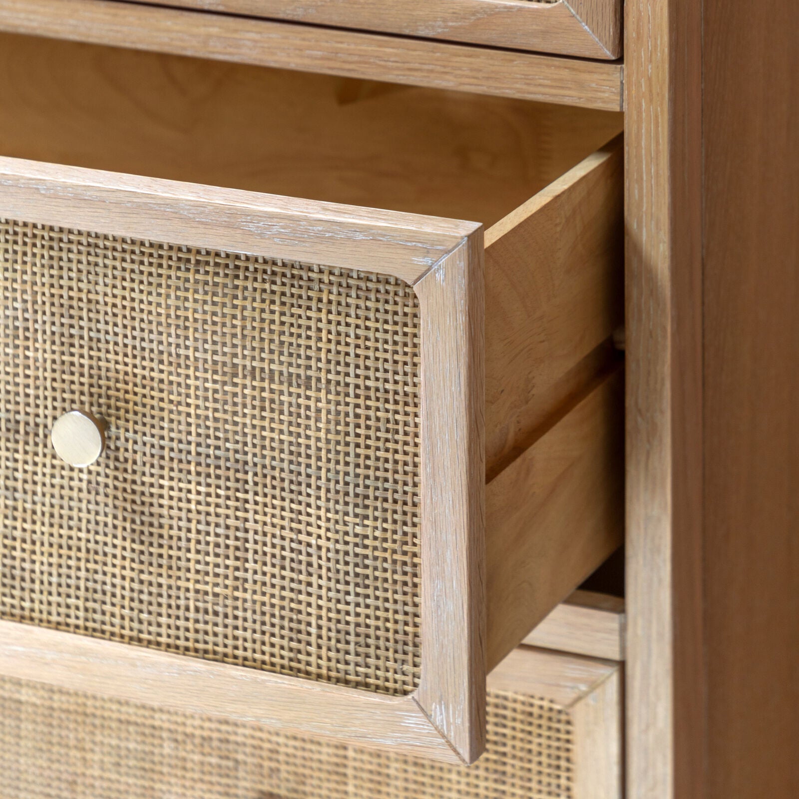 EDDA Oak & Cane 3 Drawer Chest of Drawers