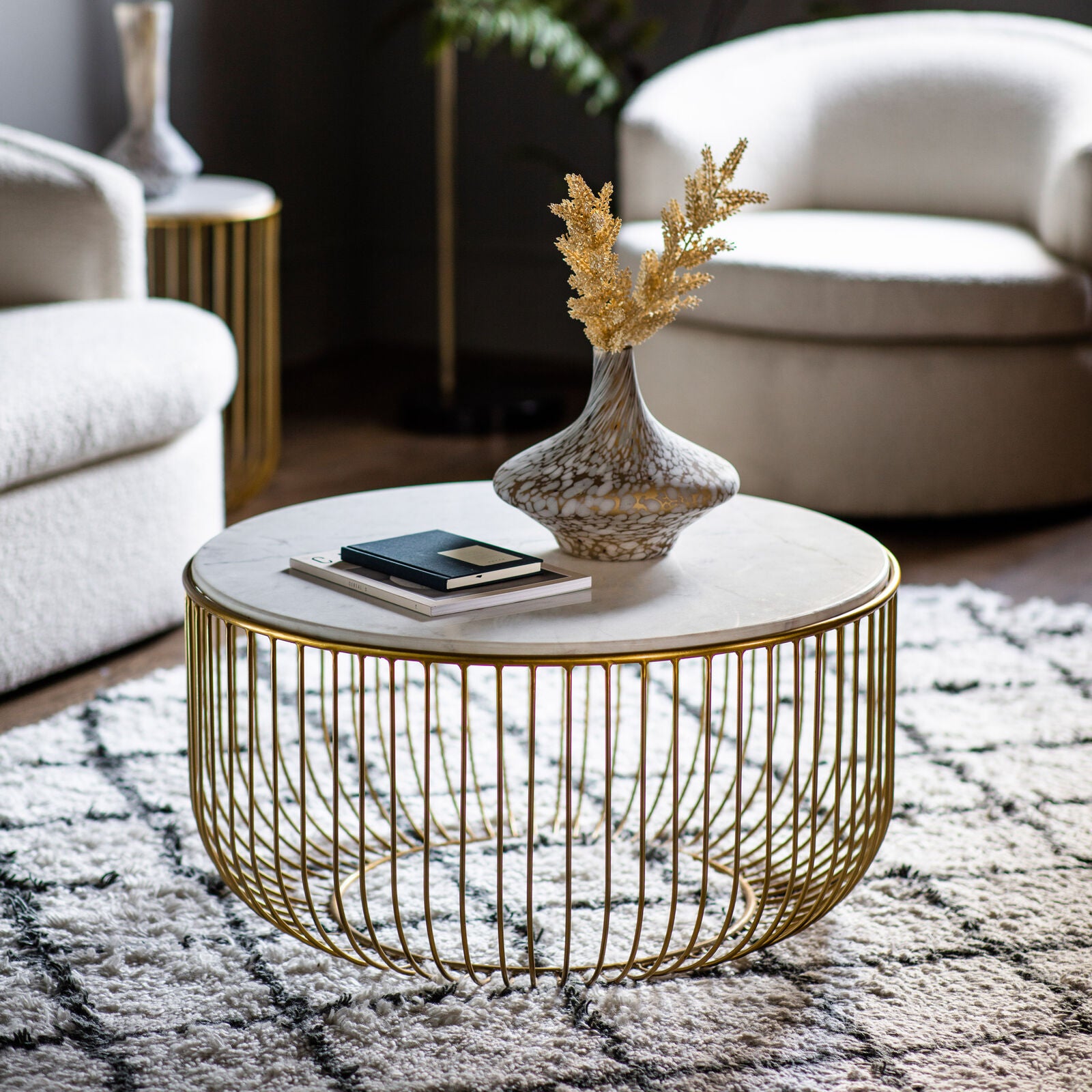 Ronny metal and marble round coffee table | malletandplane.com