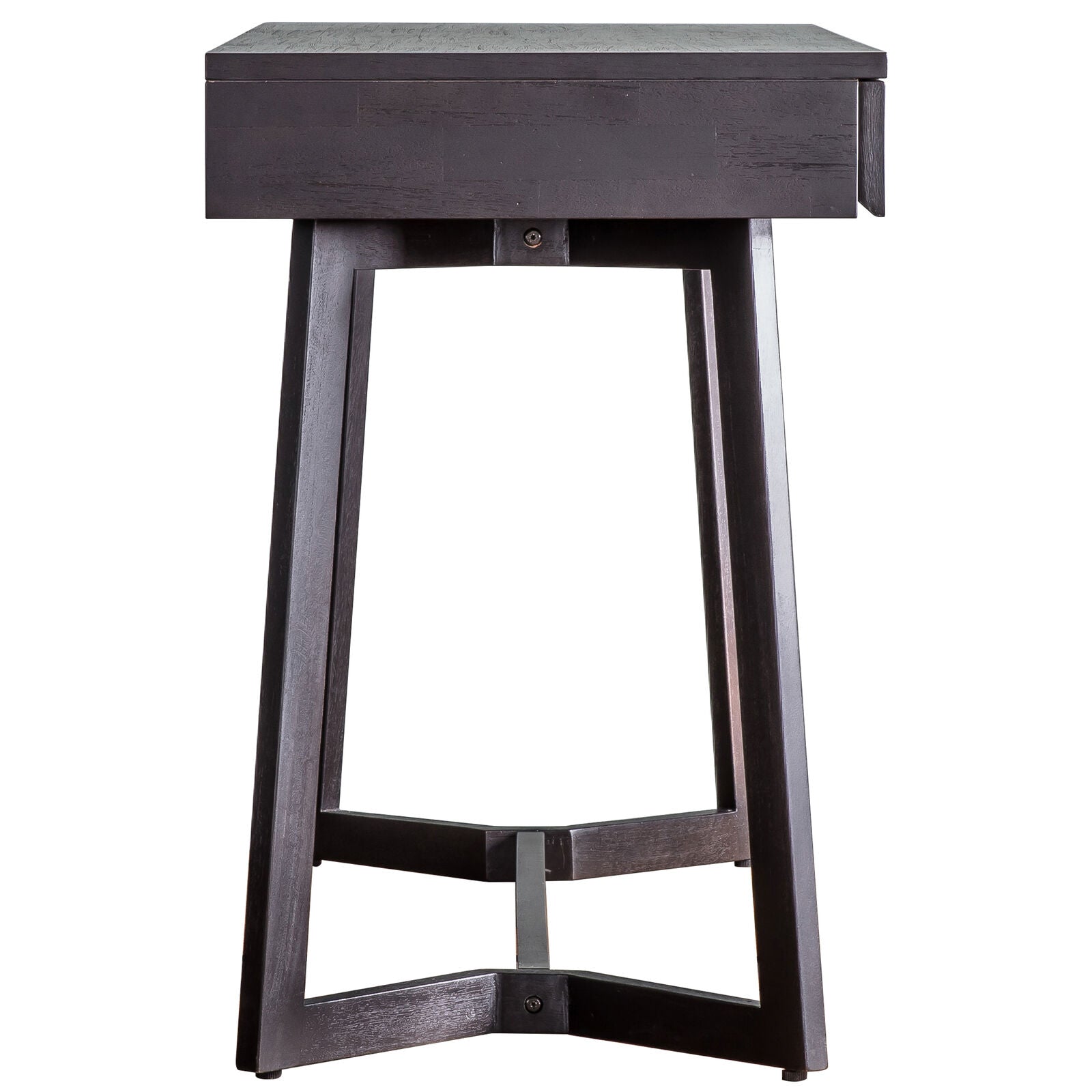 Laylah charcoal black 2 drawer desk with blind fret work | malletandplane.com