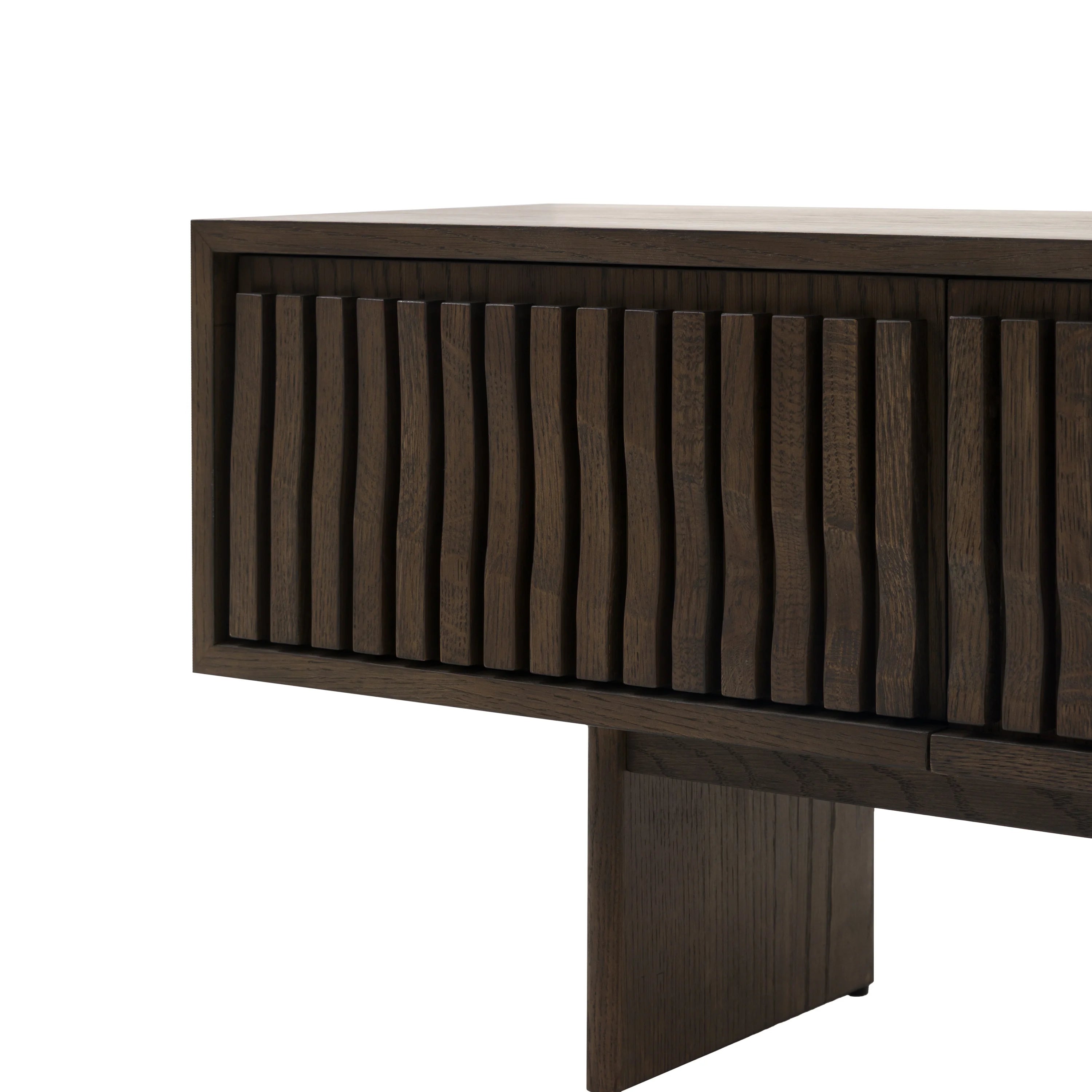 Onda 180cm Oak TV Unit – Slatted Wood + White Glove Delivery
