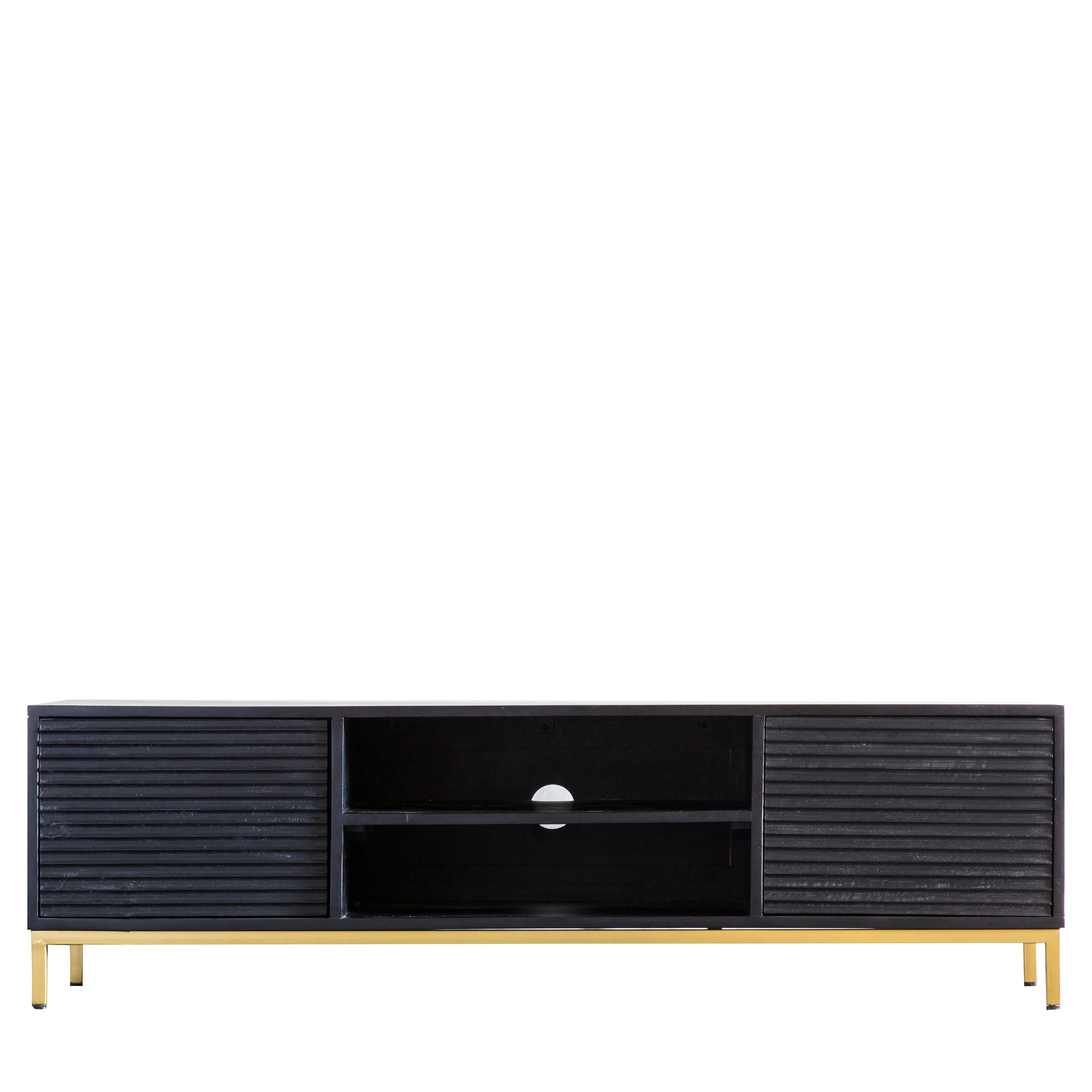 Ripple 140cm Black TV Unit – Gold Base + White Glove Delivery Included
