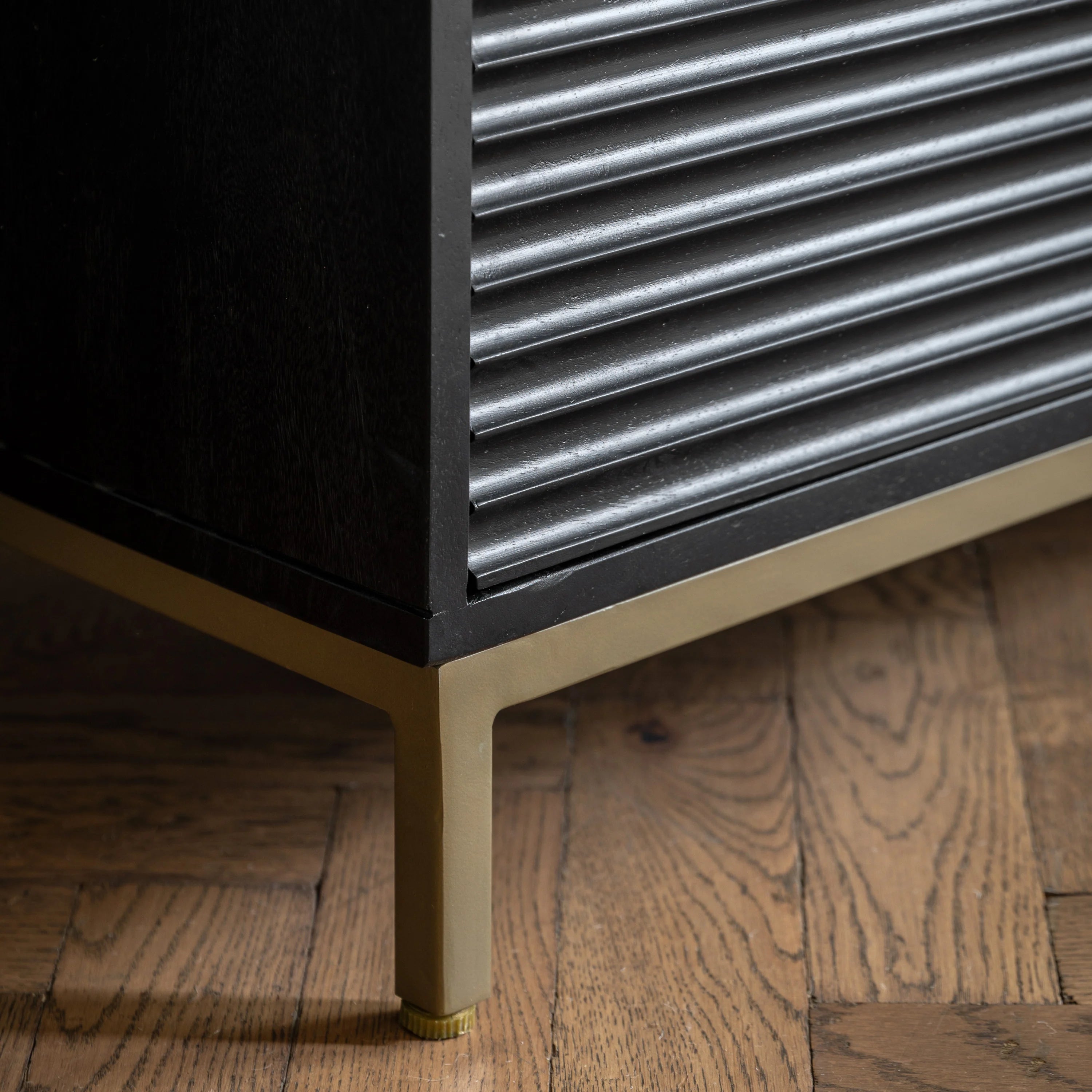 Ripple 140cm Black TV Unit – Gold Base + White Glove Delivery Included