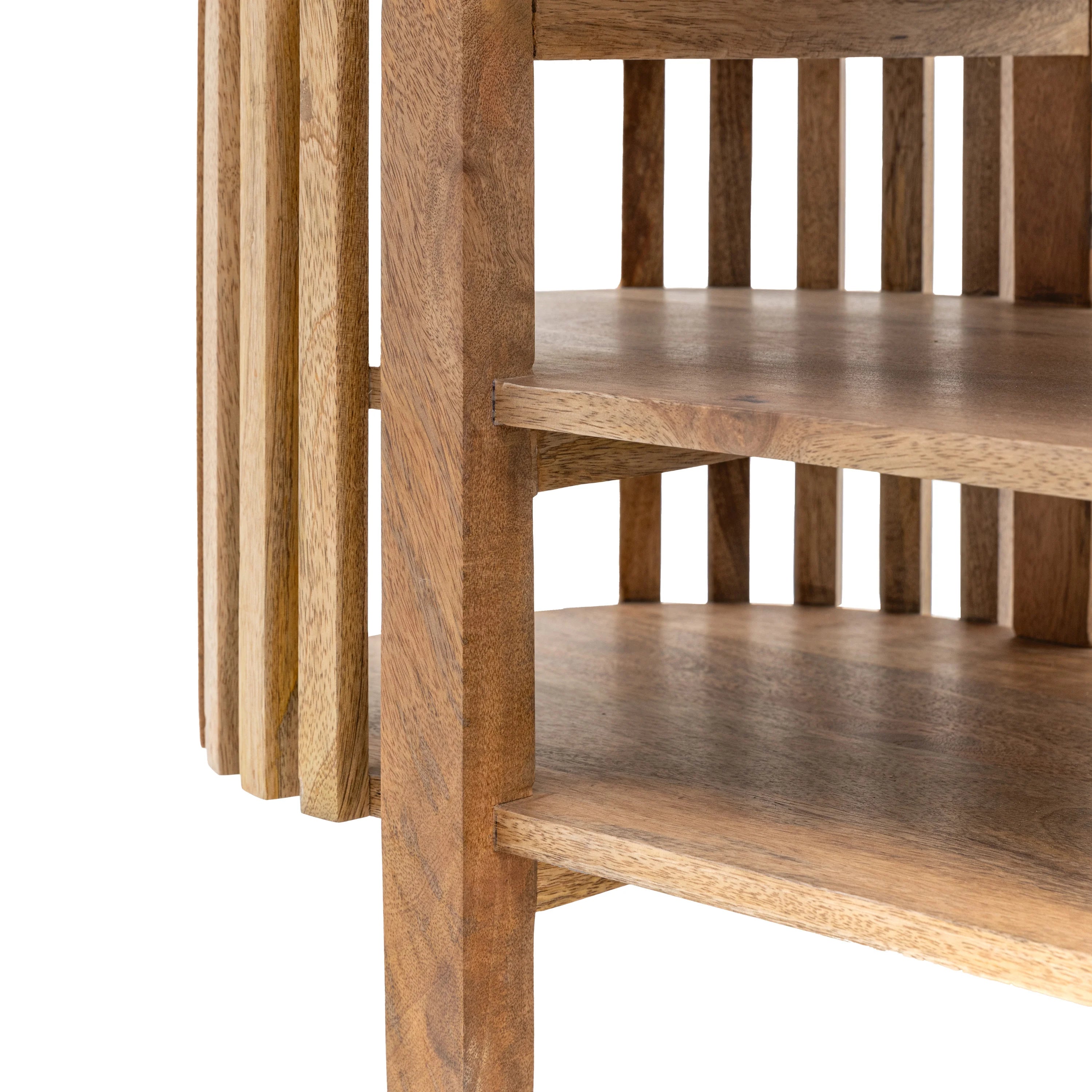 Voss solid mango wood slatted TV stand with storage