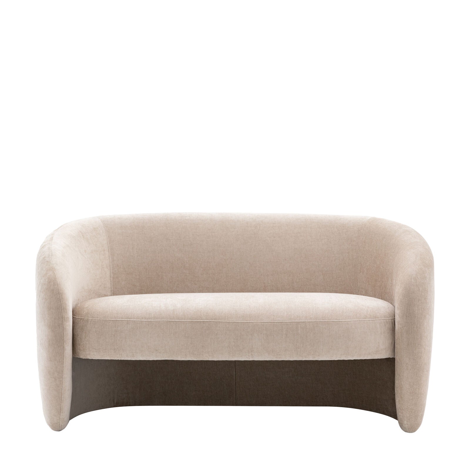 Sofia curved retro style sofa in cream, moss green, or espresso grey fabric | malletandplane.com