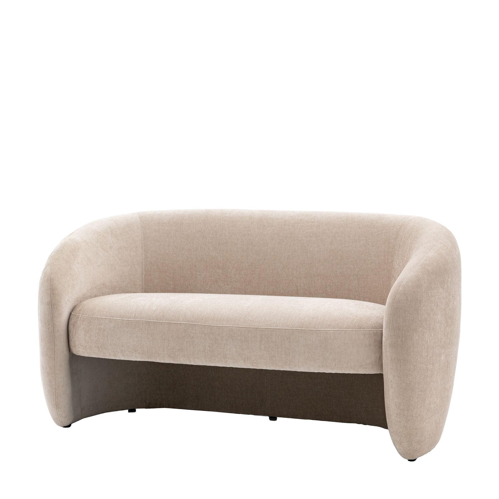 Sofia curved retro style sofa in cream, moss green, or espresso grey fabric | malletandplane.com