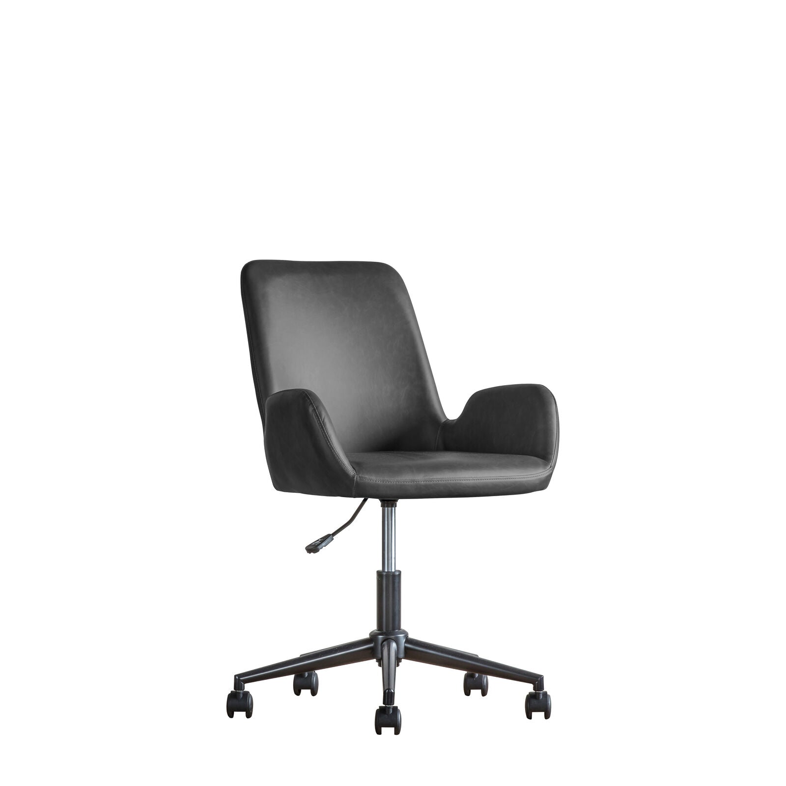 Dawson charcoal faux leather adjustable swivel chair | malletandplane.com